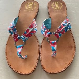 Barely worn Lilly Pulitzer leather flip flops